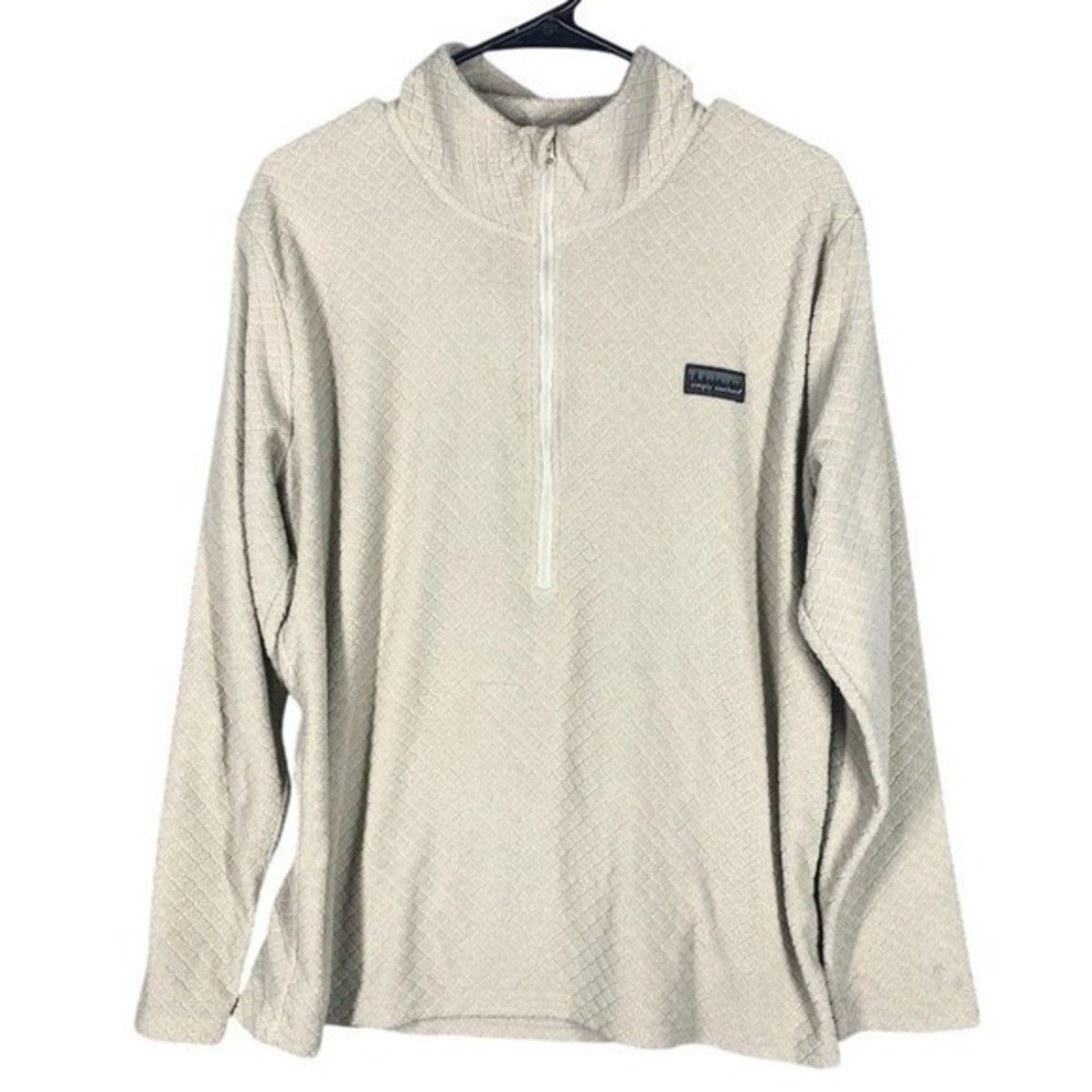 Simply Southern Pullover Womens L Beige Quilted Half Zip Recycled Casual Sweater